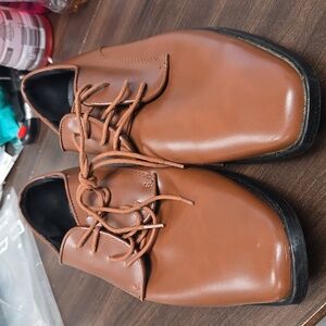 Joseph Abboud Size 10.5W Matte Tan Faux Leather Dress Shoes